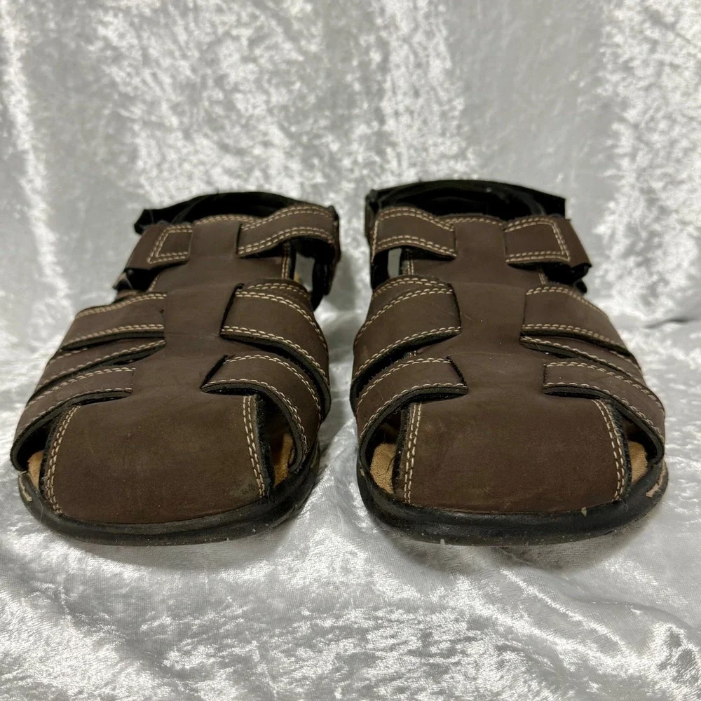 St Johns Bay Felix Mens 11M Dark Brown Fisherman Sandals‎ Memory Foam SJB FELIX